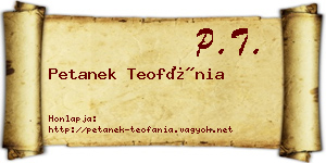 Petanek Teofánia névjegykártya